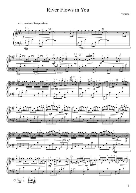 Find your perfect arrangement and access a variety of transpositions so you can print and play instantly, anywhere. Yiruma - River Flows in You (original score) | Partituras, Folhas de música, Partitura piano