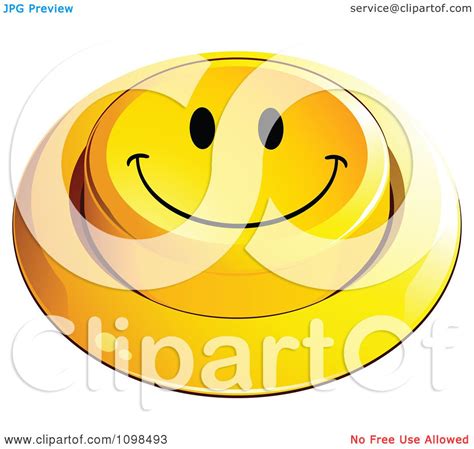 Clipart 3d Yellow Happy Button Smiley Emoticon Face 4 Royalty Free