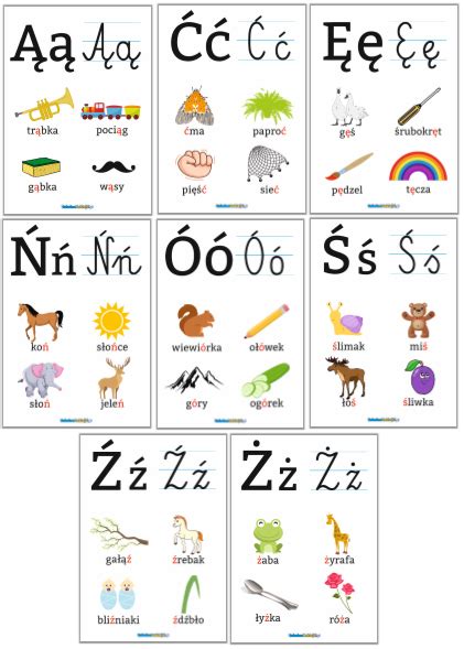 Plansze Edukacyjne Literki Ą Ć Ę Ń Ó Ś Ź Ż Rozszerzenie Do Alfabetu