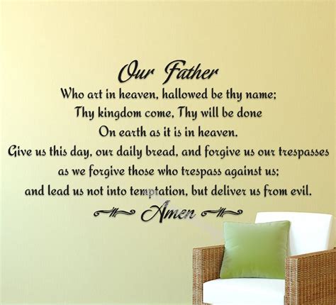 Our Father Lords Prayer Wall Sticker Religious God Scripture Pray Amen