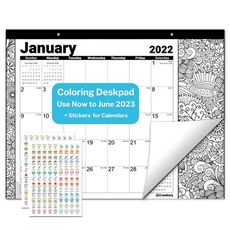 Buy Cranbury 2022 2023 Coloring Desk Calendar 1325x17 Coloring