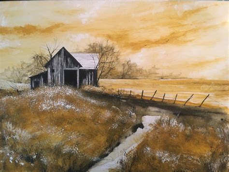 Old Barn In Autumn Paintings By Stephen Keller