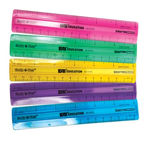 6 Shatterproof Ruler Assorted Colors Set Of 10 Measurement And Data