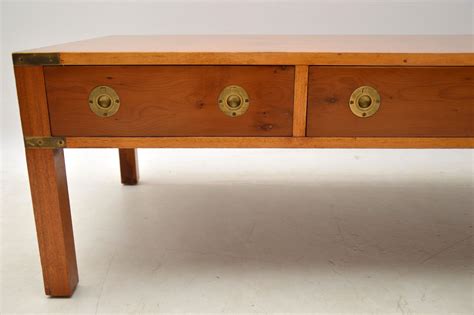 Large Antique Yew Wood Campaign Style Coffee Table Marylebone Antiques