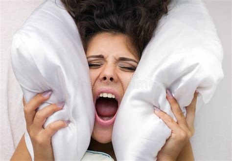 Young Woman With Pillow Stock Photo Image Of Cute Awake 44366648