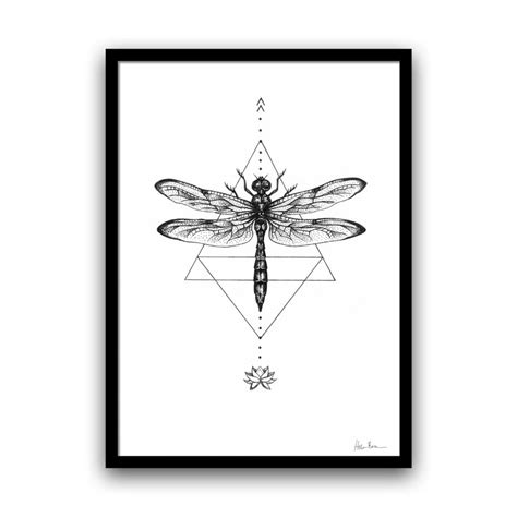 Geometric Dragonfly Art Print Etsy
