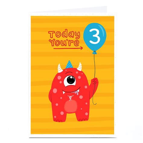 buy personalised blue kiwi birthday card monster editable age for gbp 2 29 card factory uk