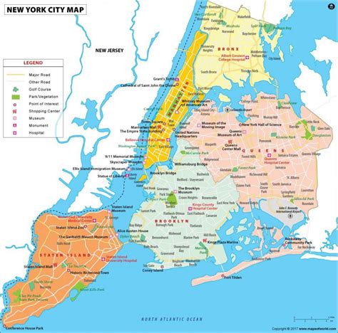 New York Arrondissements Carte Carte De New York Et Les