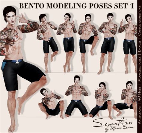 Second Life Marketplace Semotion Bento Modeling Poses Set 1 10 Male