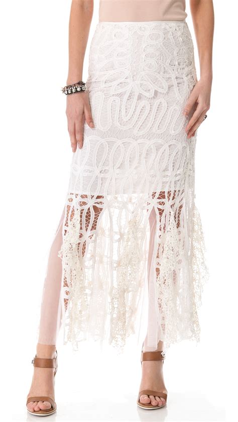 Free People Pieced Lace Maxi Skirt In White Lyst