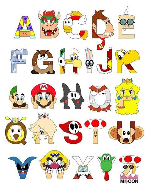 Typography Alphabet Alphabet Art Print Alphabet Art Super Mario