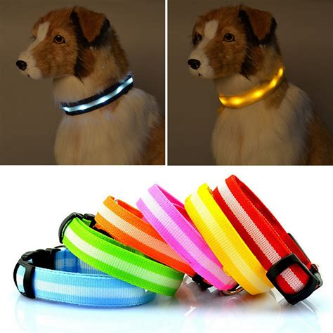 Nylon Led Pet Dog Luminous Fluorescent Collars Led Light Night Safety