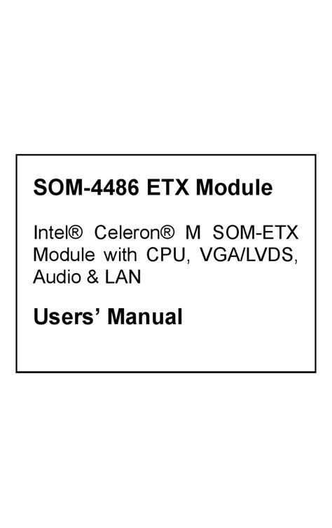 Intel Som 4486 Etx Module User Manual Pdf Download Manualslib