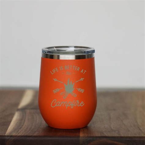 At The Campfire Camping Drink Mugs And Wine Cups Driftless Studios