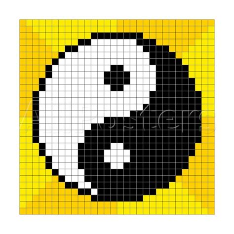 8 Bit Pixel Art Yin Yang Symbol Prints Wongstock