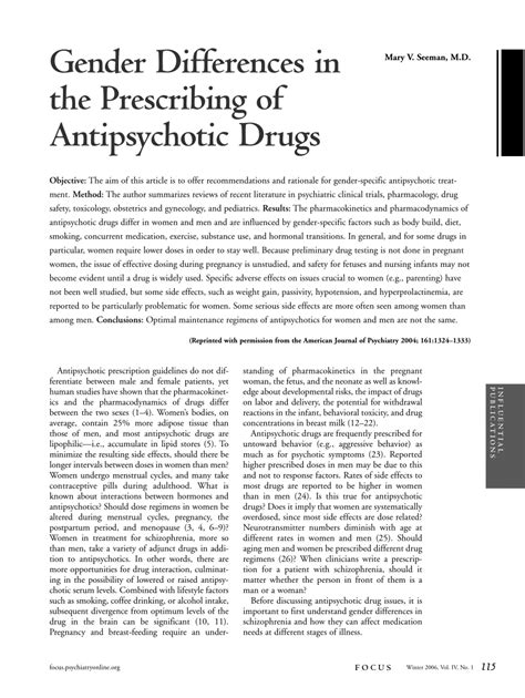 Pdf Gender Differences In The Prescribing Of Antipsychotic Drugs