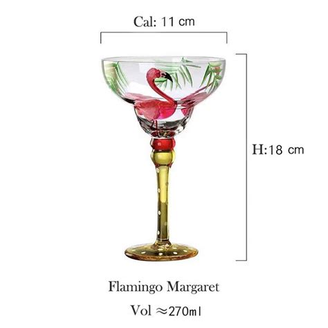 Hand Blown Painted Margarita Glass Flamingo Cocktail Glasses Etsy
