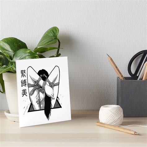 Shibari Artwork Kinbaku Rope Art Black And White Art Board Print
