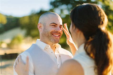 Bride Wiping Away Grooms Tear By Leah Flores Wedding Cry