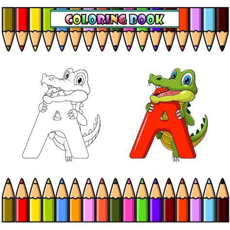 Premium Vector Illustration Of A Letter For Alligator For Coloring Book