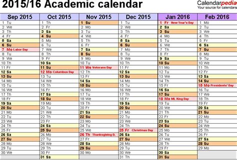 Best Templates Academic Calendars 20152016 Free Printable Excel Templates