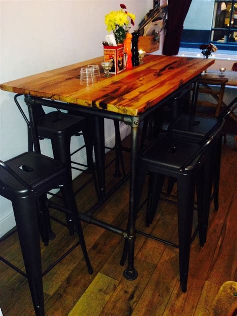 X1 folding bistro table (square, round and rectangle tables available) £319.95 +vat each | quantity: Secondhand Chairs and Tables | Restaurant Chairs | Reclaimed Scaffold High Bar Table With Stools ...