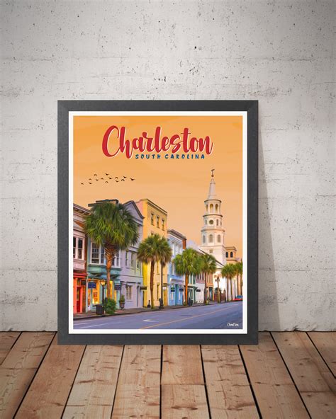 Charleston Travel Poster South Carolina Printed Poster Etsy