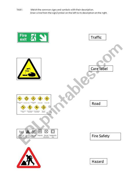 English Worksheets Communication Common Signs And Symbols