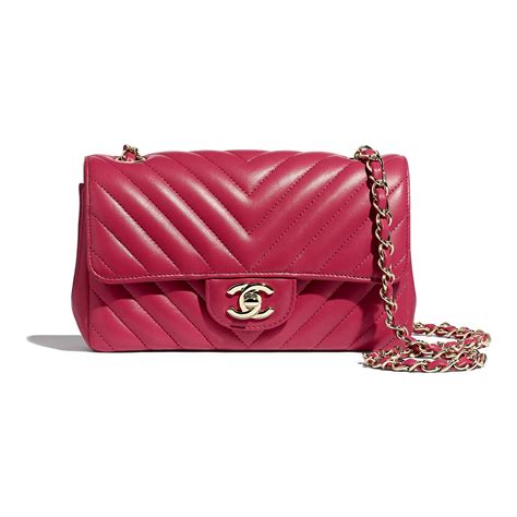 Lambskin And Gold Tone Metal Dark Pink Mini Flap Bag Chanel