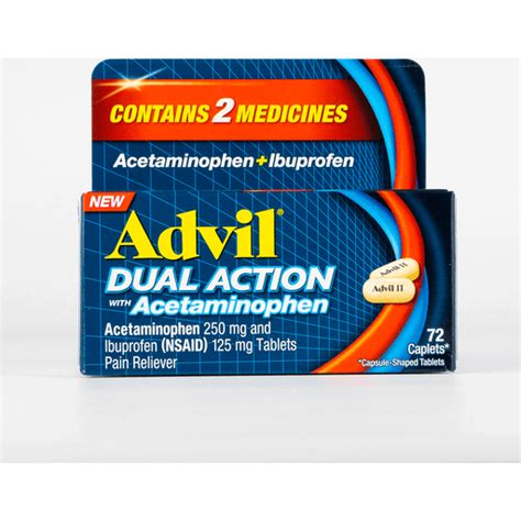 Advil Dual Action Coated Caplets With Acetaminophen 250 Mg Ibuprofen