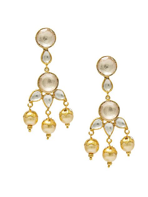 Buy Gold Plated Silver Earrings With Pearls Online At