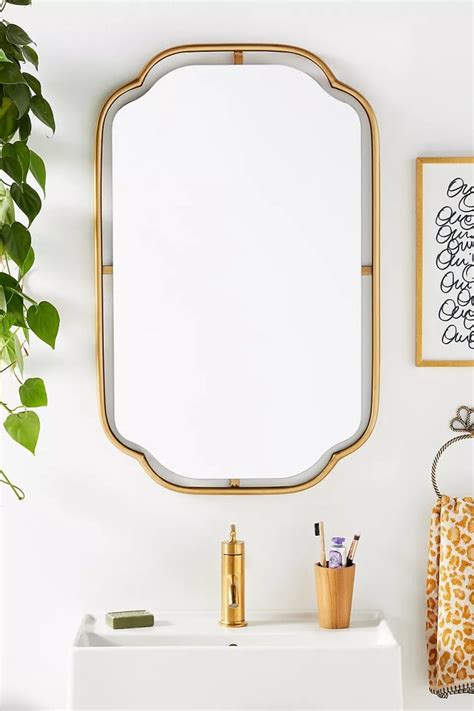 Luxurious Gold Bathroom Mirror With Scalloped Corners Unique Mirror