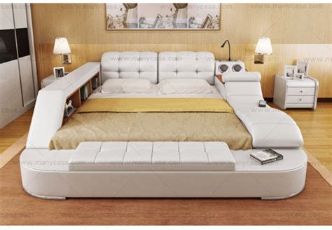 Factory Wholesale Modern Multifunctional Leather Smart Bed Set Tatami