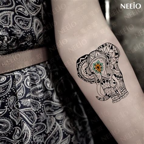 Women Temporary Tattoo Stickers Waterproof Mysterious Elephant Totem