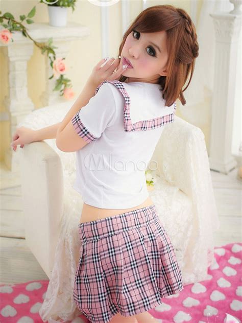 Sexy School Girl Costume Nerd Women S Plaided Mini Skirt Outfit Set In 2 Piece
