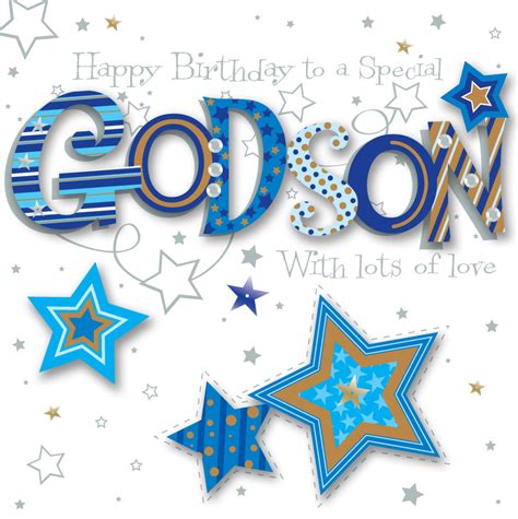 Godson Birthday Handmade Embellished Greeting Card By Talking Pictures