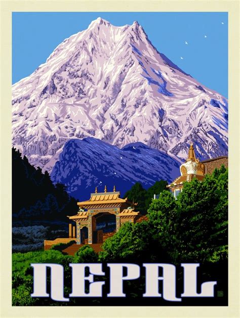 Nepal Anderson Design Group Vintage Travel Posters Travel Prints