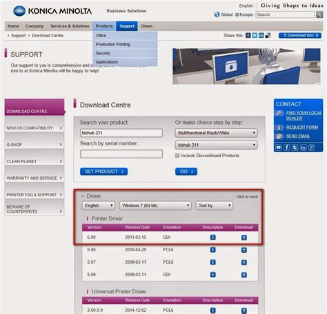 Drivers and firmware downloads for this konica minolta item. ...and IT works: How to install Konica Minolta Bizhub 211 ...