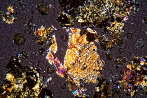 Petrographic Thin Section Of The Meteorite Nwa 6870 Under The