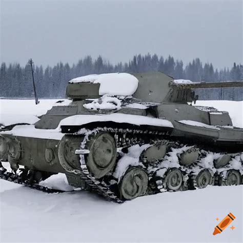 Finnish Bt 42 Tank In Snowy Karelia During The Winter War