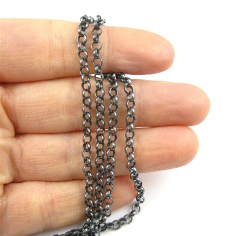Oxidized Sterling Silver Chain 35mm Rolo Chain Bulk Unfinished Chain