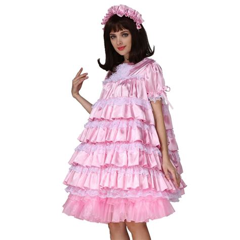 Buy Gocebaby Women Adult Baby Sissy Maid Satin Lockable Dress Costume Crossdress Online At