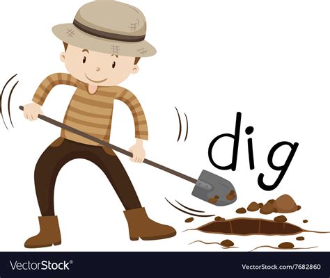 Man With Shovel Digging A Hole Royalty Free Vector Image