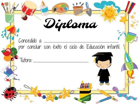 Diplomas Infantiles Para Rellenar E Imprimir Sin Color