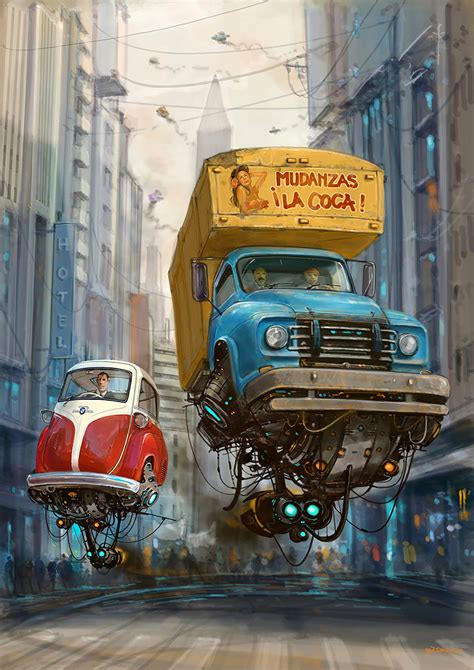 Flying Car Illustrations By Alejandro Burdisio Daily Design