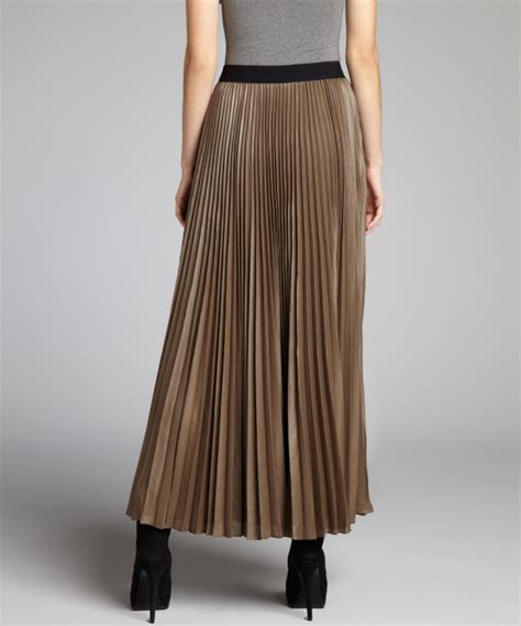 Bcbgmaxazria Sandstone Sheen Accordion Pleated Maxi Skirt In Natural Lyst