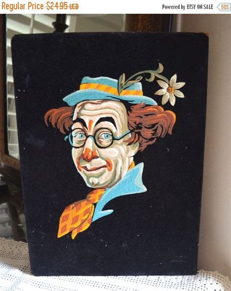 Velvet Painting Clown Paint By Number Mid Century Clown With Glasses On
