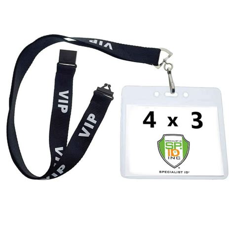 10 Pack 4x3 Name Badge Holder With Lanyard Clear Plastic Horizontal