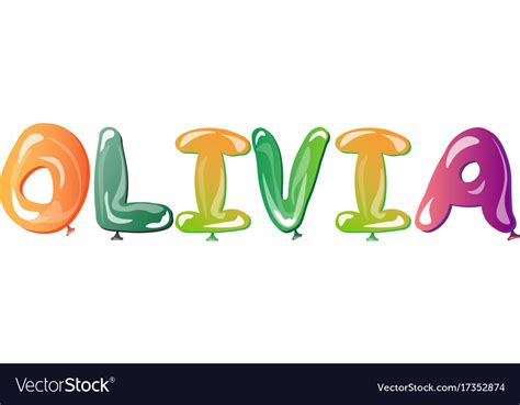 Olivia Female Name Balloons Royalty Free Vector Image