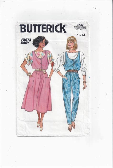 Butterick Pattern 3742 For Misses Jumper Jumpsuit Top Etsy Butterick Pattern Vogue Sewing